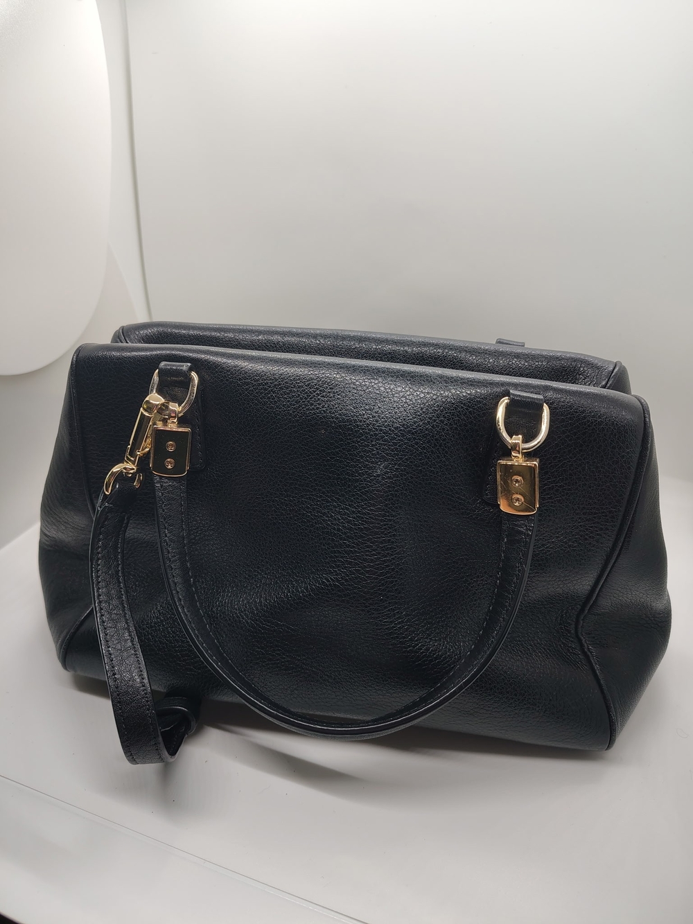 Coach Madison Mini Satchel Black Leather Satchel Handbag with Gold Hardware